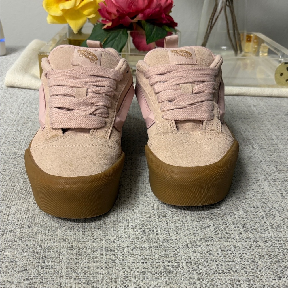 Vans Women's Pink Suede Platform Sneakers with Gum Sole